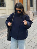Lexa | Women's Asymmetrical High Neck Button Front Jacket