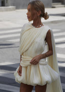 Liana | Women's Elegant Cape Mini Summer Dress with Balloon Skirt