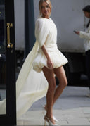 Liana | Women's Elegant Cape Mini Summer Dress with Balloon Skirt