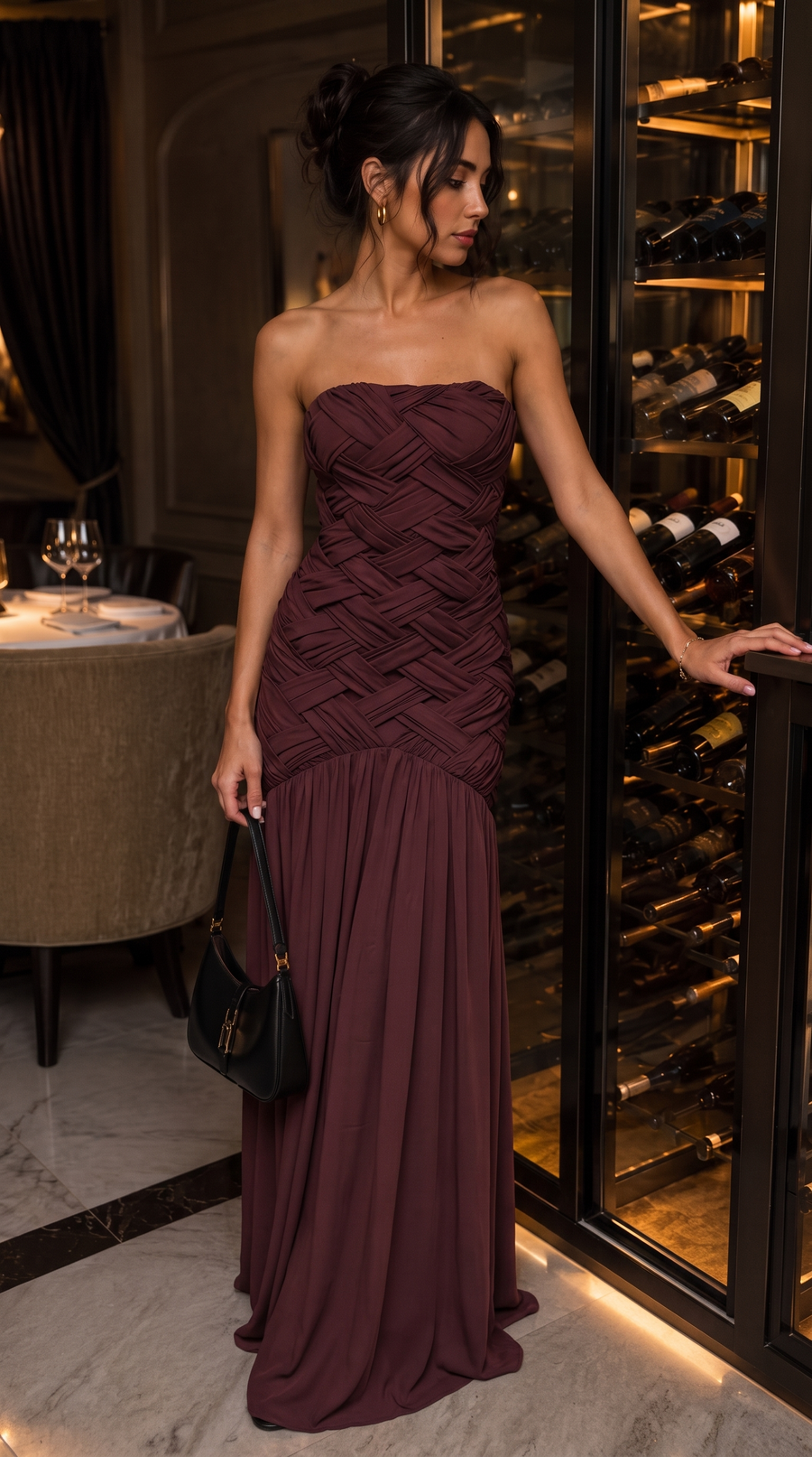 Lilibet | Women's Draped Strapless Ruched Maxi Evening Formal Dress