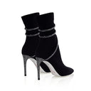 Lilou | Women's Pointed Toe Wrap Strap Stiletto Rhinestone Ankle Boots