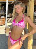 Lina | Women’s Striped Tie-Side Bikini Set Vacation Double Layerd