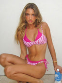 Lina | Women’s Striped Tie-Side Bikini Set Vacation Double Layerd