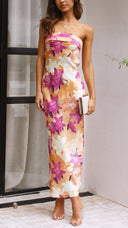 Linnea | Women's Floral Strapless Maxi Wedding Guest Dress