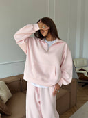 Lisette | Women's Half Zip Long Sleeve Wide Leg Pants Two Piece Sweat Set