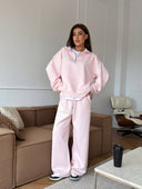 Lisette | Women's Half Zip Long Sleeve Wide Leg Pants Two Piece Sweat Set