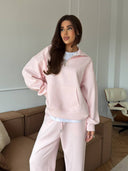 Lisette | Women's Half Zip Long Sleeve Wide Leg Pants Two Piece Sweat Set