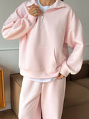 Lisette | Women's Half Zip Long Sleeve Wide Leg Pants Two Piece Sweat Set
