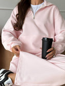 Lisette | Women's Half Zip Long Sleeve Wide Leg Pants Two Piece Sweat Set