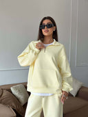 Lisette | Women's Half Zip Long Sleeve Wide Leg Pants Two Piece Sweat Set