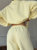 Lisette | Women's Half Zip Long Sleeve Wide Leg Pants Two Piece Sweat Set