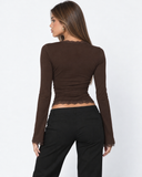 Lizzie | Women's Lace Trim V Neck Long Sleeve Wrap Top with Side Tie