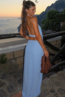 Lola | Women's Halter Neck Cut-Out Two Piece Maxi Set