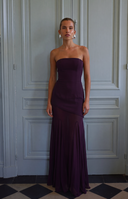 Lowenna | Women's Strapless Fitted Flared Hem Solid Maxi Autumn Occasion Dress
