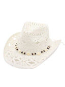 Lucia | Women’s Crochet Beach Cowboy Hat with Shell Bead Band
