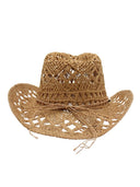 Lucia | Women’s Crochet Beach Cowboy Hat with Shell Bead Band