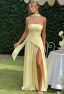 Lucinda | Women's Strapless Maxi Wedding Guest Dress with Scarf