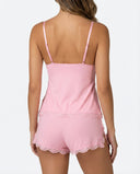 Luisa | Women's V Neck Lace Trim Spaghetti Strap Pajama Set with Shorts