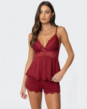 Luisa | Women's V Neck Lace Trim Spaghetti Strap Pajama Set with Shorts