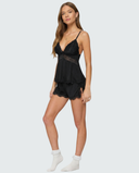 Luisa | Women's V Neck Lace Trim Spaghetti Strap Pajama Set with Shorts