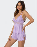 Luisa | Women's V Neck Lace Trim Spaghetti Strap Pajama Set with Shorts