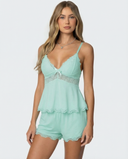 Luisa | Women's V Neck Lace Trim Spaghetti Strap Pajama Set with Shorts
