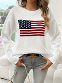 Lux | Women's Long Sleeve American Flag Warm Knit Sweater