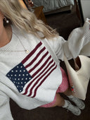 Lux | Women's Long Sleeve American Flag Warm Knit Sweater