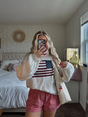 Lux | Women's Long Sleeve American Flag Warm Knit Sweater