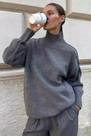 Macie | Women's Drop Shoulder Long Sleeve Turtleneck Knit Sweater