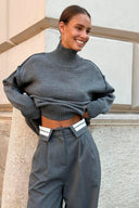 Macie | Women's Drop Shoulder Long Sleeve Turtleneck Knit Sweater