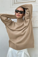 Macie | Women's Drop Shoulder Long Sleeve Turtleneck Knit Sweater