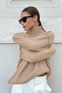 Macie | Women's Drop Shoulder Long Sleeve Turtleneck Knit Sweater