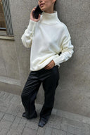 Macie | Women's Drop Shoulder Long Sleeve Turtleneck Knit Sweater