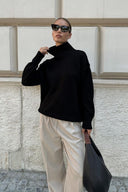 Macie | Women's Drop Shoulder Long Sleeve Turtleneck Knit Sweater