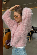 Mallorie | Women's Fuzzy Knit Button Front Cropped Cardigan