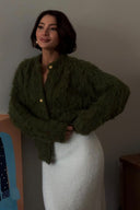 Mallorie | Women's Fuzzy Knit Button Front Cropped Cardigan