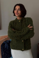Mallorie | Women's Fuzzy Knit Button Front Cropped Cardigan