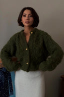 Mallorie | Women's Fuzzy Knit Button Front Cropped Cardigan