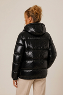Zahara | Women's Zip Front Long Sleeve Glossy Puffer Jacket