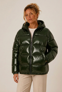 Zahara | Women's Zip Front Long Sleeve Glossy Puffer Jacket