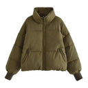 Marcy | Women's Zip Front Ribbed Cuffs Cropped Puffer Jacket