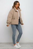 Marcy | Women's Zip Front Ribbed Cuffs Cropped Puffer Jacket