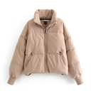 Marcy | Women's Zip Front Ribbed Cuffs Cropped Puffer Jacket