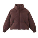 Marcy | Women's Zip Front Ribbed Cuffs Cropped Puffer Jacket