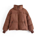 Marcy | Women's Zip Front Ribbed Cuffs Cropped Puffer Jacket