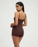 Margaret | Women's Scoop Neck Lace Trim Spaghetti Strap Romper