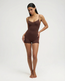 Margaret | Women's Scoop Neck Lace Trim Spaghetti Strap Romper