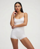 Margaret | Women's Scoop Neck Lace Trim Spaghetti Strap Romper