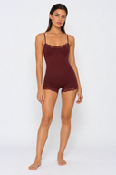 Margaret | Women's Scoop Neck Lace Trim Spaghetti Strap Romper